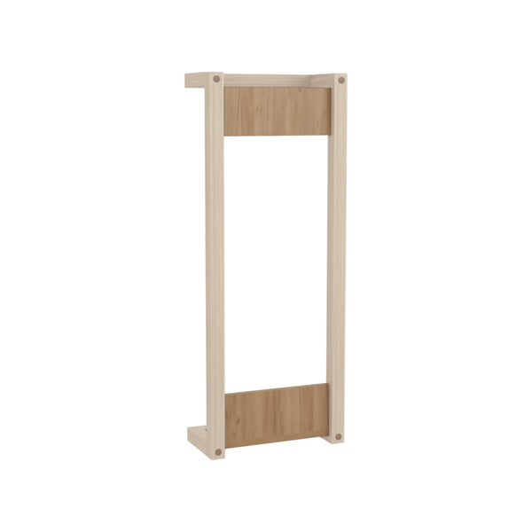 English Elm Wall Wall Tower Rack 31.5" H Natural Oak & White Compact Bathroom Storage Slim Eco-Friendly Shelf Organizer B097P395863