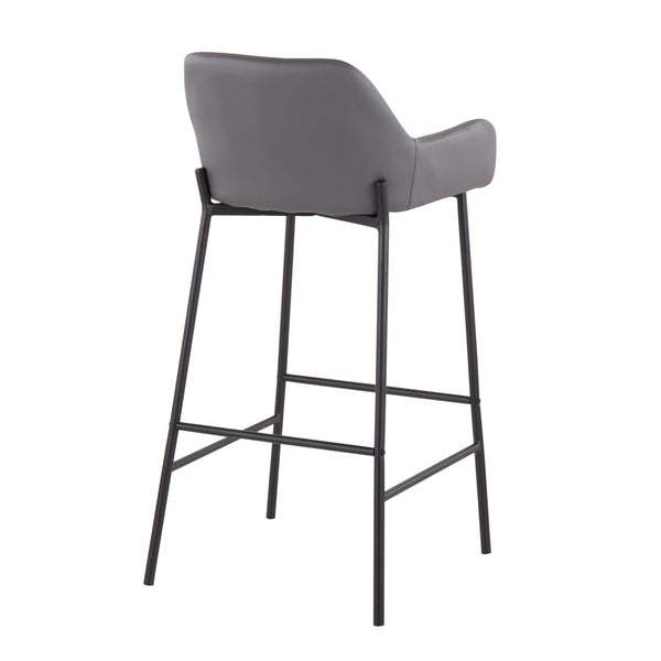 English Elm Daniella Industrial Bar Stool Set - Black Metal & Grey Faux Leather, Stylish Comfort For Small Spaces B202S00536