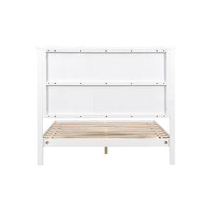 English Elm Stylish Queen Bed Frame Vertical Slat Headboard Solid Wood Contemporary Bedroom White N770PQ369236K
