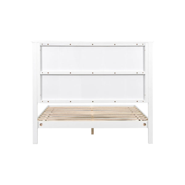 English Elm Stylish Queen Bed Frame Vertical Slat Headboard Solid Wood Contemporary Bedroom White N770PQ369236K