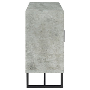 English Elm Sedona Weathered Oak Accent Cabinet with Faux Cement Frame, 3 Drawers, Shelves, Gunmetal Legs B062P351425