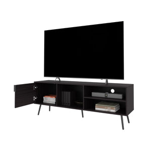 English Elm Wengue TV Stand Entertainment Center with Door and 4 Open Shelves, Elegant Storage for Living Room B062P290225