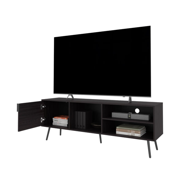 English Elm Wengue TV Stand Entertainment Center with Door and 4 Open Shelves, Elegant Storage for Living Room B062P290225