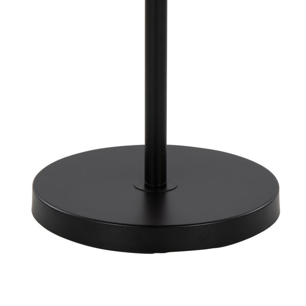 English Elm Tier Matte Black Metal Floor Lamp with Beige Linen Shade for Modern Living Spaces B202P224151