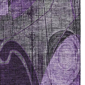 HomeRoots 10' X 14' Floral Area Rug in Purple & Ivory - Washable, Stain-Resistant, UV Protected for Homes 649000