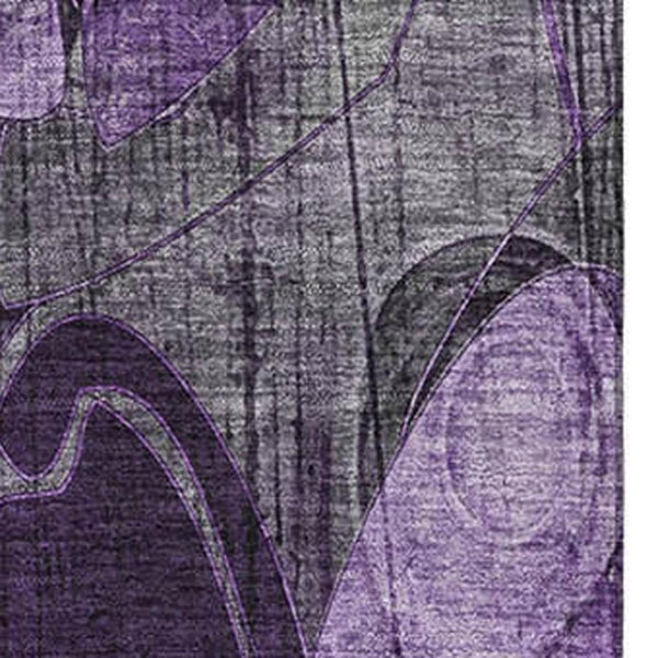 HomeRoots 10' X 14' Floral Area Rug in Purple & Ivory - Washable, Stain-Resistant, UV Protected for Homes 649000