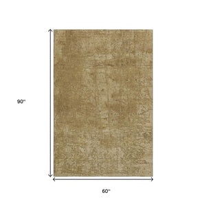 HomeRoots 5' X 8' Beige And Ivory Abstract Area Rug - Durable, Washable, UV Protected, Stylish for Any Space 649008