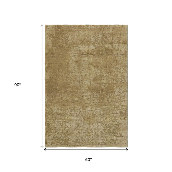 HomeRoots 5' X 8' Beige And Ivory Abstract Area Rug - Durable, Washable, UV Protected, Stylish for Any Space 649008