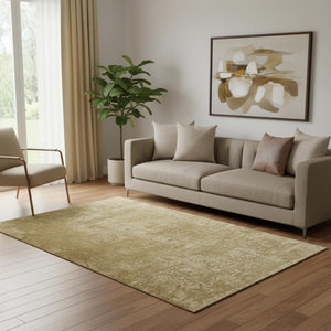 HomeRoots 5' X 8' Beige And Ivory Abstract Area Rug - Durable, Washable, UV Protected, Stylish for Any Space 649008