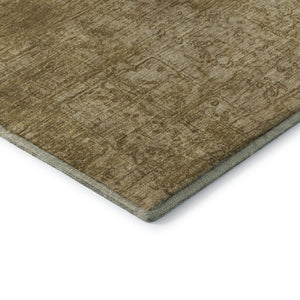 HomeRoots 8' Beige and Ivory Abstract Washable Round Rug with Stain Resistance, UV Protection, and Style 649009