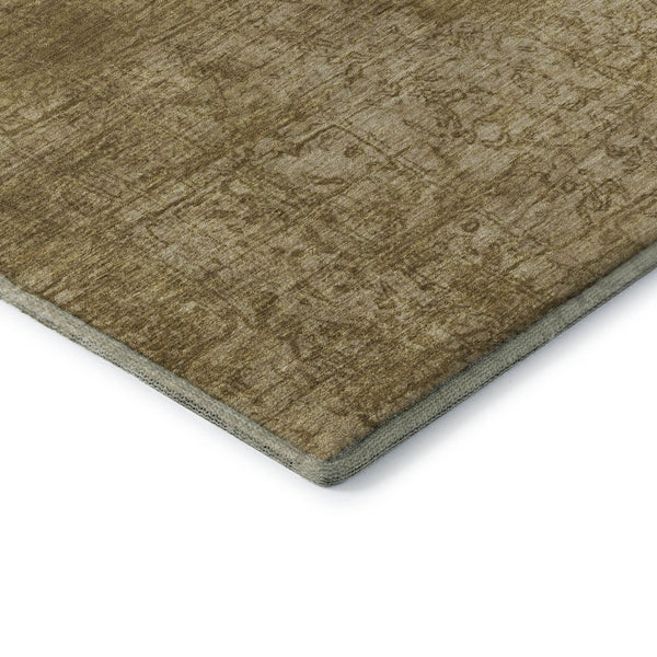 HomeRoots 8' Beige and Ivory Abstract Washable Round Rug with Stain Resistance, UV Protection, and Style 649009