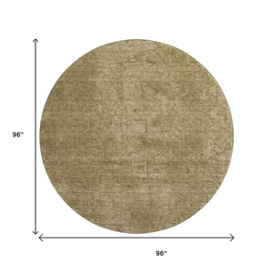 HomeRoots 8' Beige and Ivory Abstract Washable Round Rug with Stain Resistance, UV Protection, and Style 649009