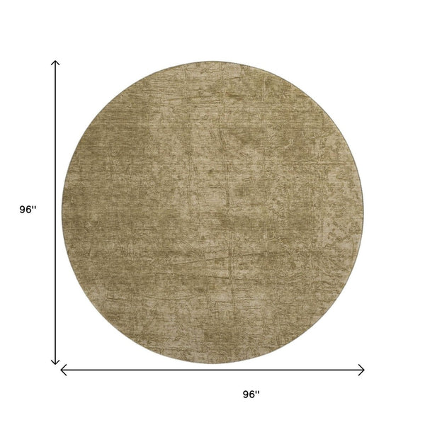 HomeRoots 8' Beige and Ivory Abstract Washable Round Rug with Stain Resistance, UV Protection, and Style 649009