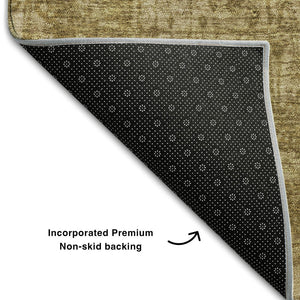 HomeRoots 8' X 10' Washable Beige and Ivory Abstract Area Rug – UV Protected, Stain Resistant, Durable Design! 649010