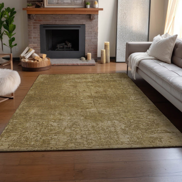 HomeRoots 8' X 10' Washable Beige and Ivory Abstract Area Rug – UV Protected, Stain Resistant, Durable Design! 649010