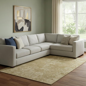 HomeRoots 8' X 10' Washable Beige and Ivory Abstract Area Rug – UV Protected, Stain Resistant, Durable Design! 649010