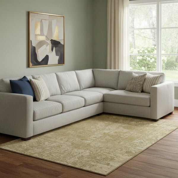 HomeRoots 8' X 10' Washable Beige and Ivory Abstract Area Rug – UV Protected, Stain Resistant, Durable Design! 649010