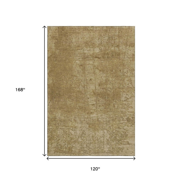 HomeRoots 10' X 14' Beige & Ivory Abstract Area Rug - Washable, UV Protected, Stain-Resistant for Family Spaces 649012