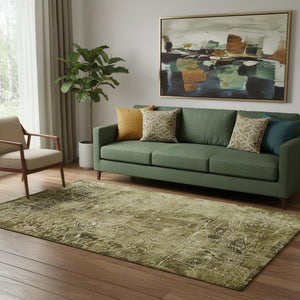 HomeRoots 5' Brown and Ivory Abstract Area Rug - Washable, UV Protected, Durable & Stylish for Modern Homes 649014