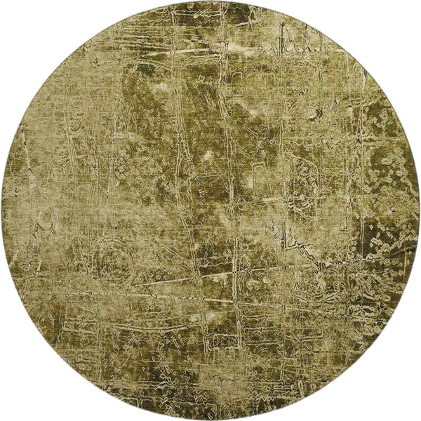 HomeRoots 8' Brown And Ivory Abstract Washable Round Rug - Stylish, Durable, UV-Protected for Any Space! 649015