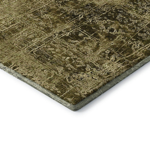 HomeRoots 8' Brown And Ivory Abstract Washable Round Rug - Stylish, Durable, UV-Protected for Any Space! 649015