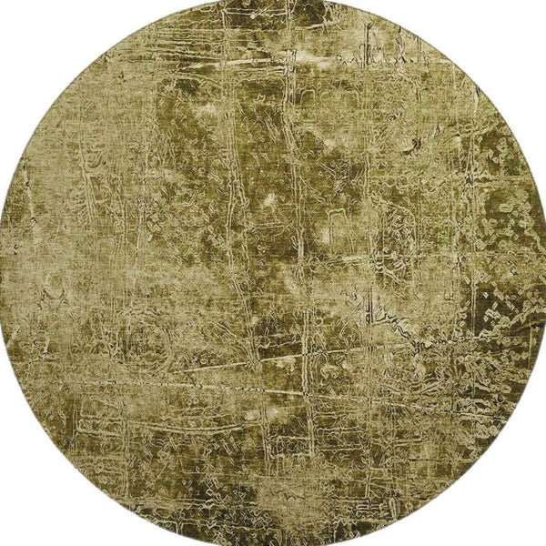 HomeRoots 8' Brown And Ivory Abstract Washable Round Rug - Stylish, Durable, UV-Protected for Any Space! 649015