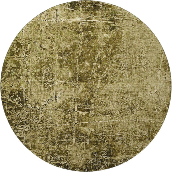 HomeRoots 8' Brown And Ivory Abstract Washable Round Rug - Stylish, Durable, UV-Protected for Any Space! 649015