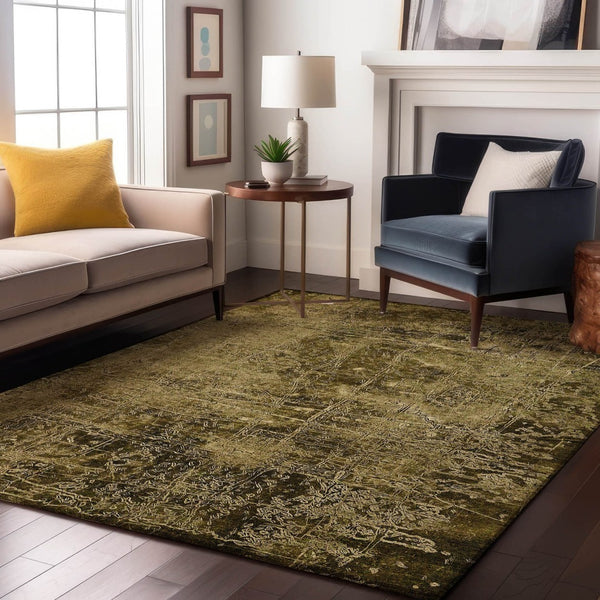 HomeRoots 8' X 10' Stylish Brown and Ivory Abstract Washable Area Rug with UV Protection for Modern Homes 649016