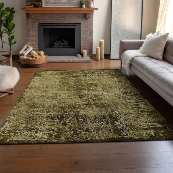 HomeRoots 8' X 10' Stylish Brown and Ivory Abstract Washable Area Rug with UV Protection for Modern Homes 649016