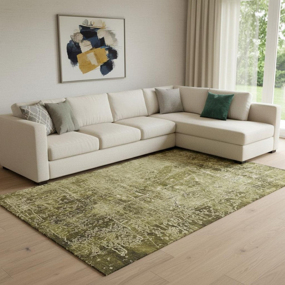 HomeRoots 8' X 10' Stylish Brown and Ivory Abstract Washable Area Rug with UV Protection for Modern Homes 649016