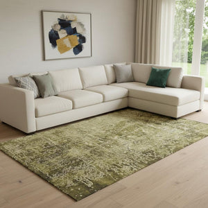 HomeRoots 8' X 10' Stylish Brown and Ivory Abstract Washable Area Rug with UV Protection for Modern Homes 649016