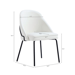 English Elm Gracie Modern Vegan Leather Dining Chair with High-Density Foam, Welded Steel Frame, 275 lb Capacity White+Black B365P397725