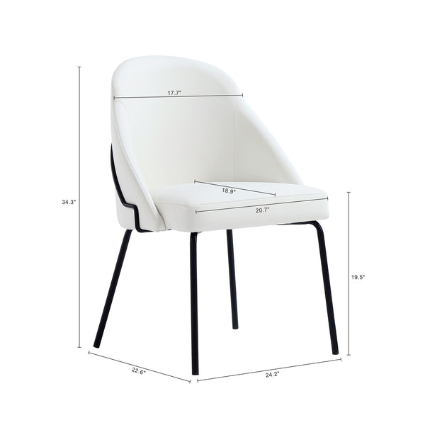 English Elm Gracie Modern Vegan Leather Dining Chair with High-Density Foam, Welded Steel Frame, 275 lb Capacity White+Black B365P397725