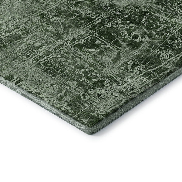 HomeRoots 5' X 8' Emerald and Ivory Abstract Washable Area Rug - Durable, Stylish, UV-Protected for Homes 649020