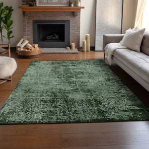 HomeRoots 5' X 8' Emerald and Ivory Abstract Washable Area Rug - Durable, Stylish, UV-Protected for Homes 649020