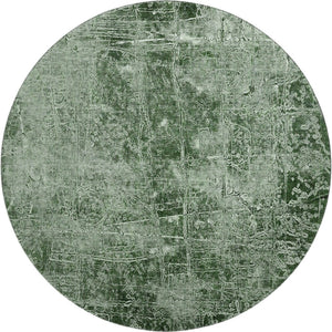 HomeRoots 8' Emerald And Ivory Abstract Round Rug - Washable, UV-Protected, Stain-Resistant for Active Homes 649021
