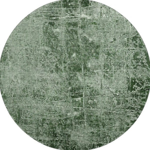 HomeRoots 8' Emerald And Ivory Abstract Round Rug - Washable, UV-Protected, Stain-Resistant for Active Homes 649021