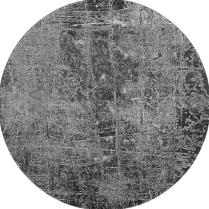 HomeRoots 8' Gray And Ivory Abstract Round Rug – Washable, UV-Protected, Durable, Modern Design for Any Space 649027