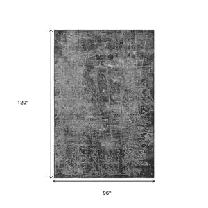 HomeRoots 8' X 10' Washable Gray & Ivory Abstract Area Rug - UV Protected, Stain Resistant, Perfect for Families 649028