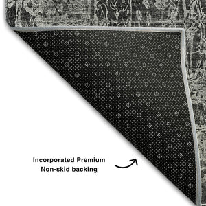 HomeRoots 8' X 10' Washable Gray & Ivory Abstract Area Rug - UV Protected, Stain Resistant, Perfect for Families 649028