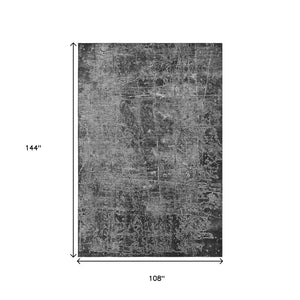 HomeRoots 9' X 12' Gray and Ivory Abstract Washable Area Rug - Stylish, Durable, UV-Protected for Everyday Living 649029
