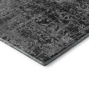 HomeRoots 9' X 12' Gray and Ivory Abstract Washable Area Rug - Stylish, Durable, UV-Protected for Everyday Living 649029