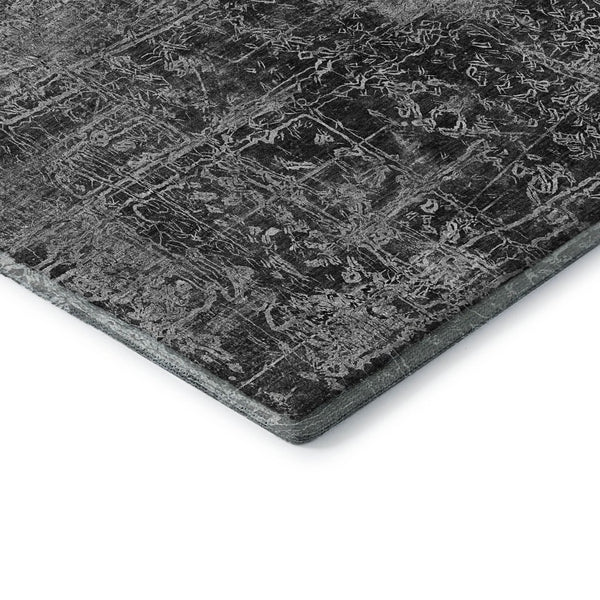 HomeRoots 9' X 12' Gray and Ivory Abstract Washable Area Rug - Stylish, Durable, UV-Protected for Everyday Living 649029