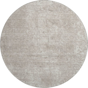HomeRoots 8' Ivory and Cream Abstract Round Rug – Washable, Stain-Resistant, UV Protected for Busy Homes! 649033