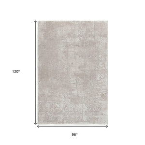 HomeRoots 8' X 10' Ivory and Cream Abstract Washable Area Rug – Durable, UV-Protected, Ideal for High-Traffic Spaces 649034