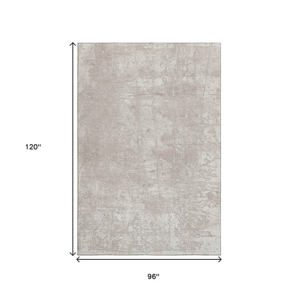 HomeRoots 8' X 10' Ivory and Cream Abstract Washable Area Rug – Durable, UV-Protected, Ideal for High-Traffic Spaces 649034