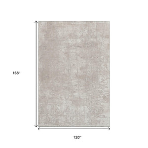 HomeRoots 10' X 14' Ivory and Cream Abstract Area Rug - Washable, UV-Protected, Soft & Durable for High Traffic Homes 649036