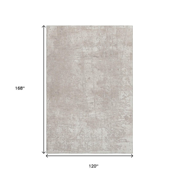 HomeRoots 10' X 14' Ivory and Cream Abstract Area Rug - Washable, UV-Protected, Soft & Durable for High Traffic Homes 649036