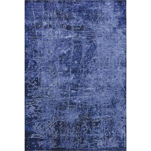 HomeRoots 8' X 10' Navy Blue and Ivory Abstract Area Rug - Washable, UV-Protected, Modern Style for Busy Homes 649046