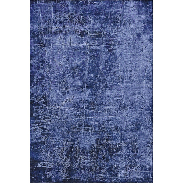 HomeRoots 8' X 10' Navy Blue and Ivory Abstract Area Rug - Washable, UV-Protected, Modern Style for Busy Homes 649046